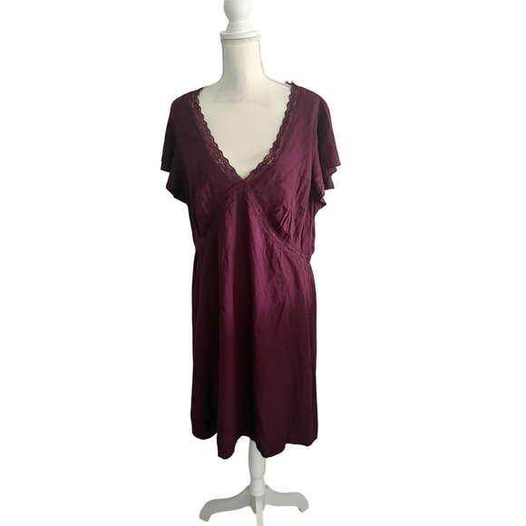 OLD NAVY Deep Purple V Neck Camisole Lace Trim Dress Size XL Tall - Picture 7 of 8